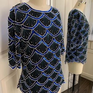 Vintage Laurence Kazar beaded sequin top size XL